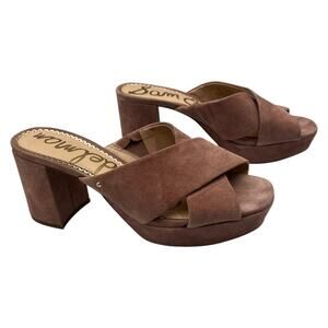 Sam Edelman Platform Heeled Sandals Jayne Suede Slip On Dusty Rose Size 6M
